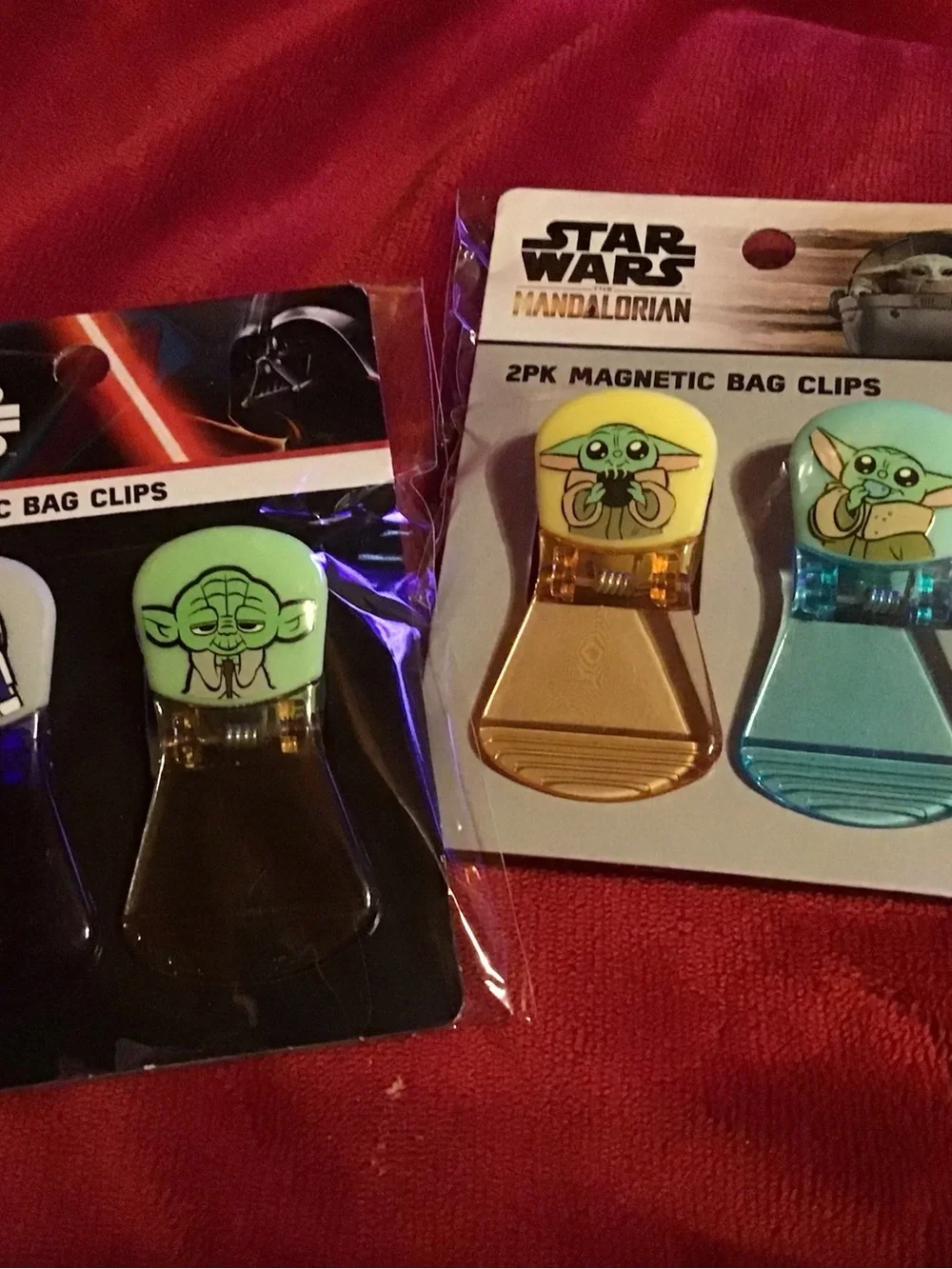 Star Wars The Mandalorian Grogu Magnetic Bag Clips - Green, Gold, Blue